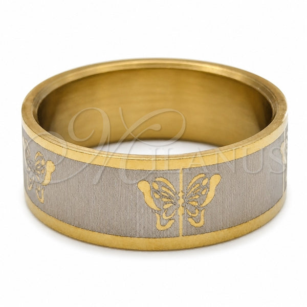 Anillo de Hombre 01.63.0711.09 Acero Inoxidable, Diseño de Mariposa y Largatija, Pulido, Tono Dorado (Size 9)