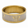 Anillo de Hombre 01.63.0711.09 Acero Inoxidable, Diseño de Mariposa y Largatija, Pulido, Tono Dorado (Size 9)