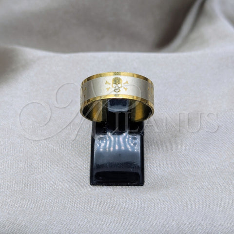 Anillo de Hombre 01.63.0711.09 Acero Inoxidable, Diseño de Mariposa y Largatija, Pulido, Tono Dorado (Size 9)
