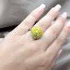 Anillo Elegante 01.63.0712.07 Acero Inoxidable, Diseño de Flor, Esmaltado Amarillo, Dos Tonos (Size 7)