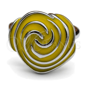 Anillo Elegante 01.63.0712.07 Acero Inoxidable, Diseño de Flor, Esmaltado Amarillo, Dos Tonos (Size 7)