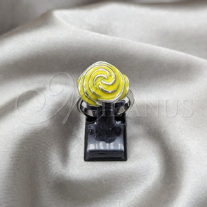 Anillo Elegante 01.63.0712.08 Acero Inoxidable, Diseño de Flor, Esmaltado Amarillo, Dos Tonos (Size 8)