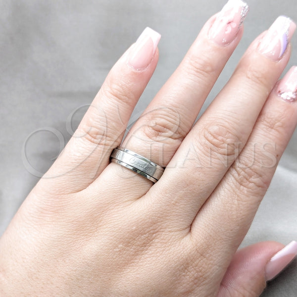 Anillo de Hombre 01.63.0740.07 Acero Inoxidable, Diseño de Doble, Pulido, Rodinado (Size 7)