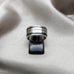 Anillo de Hombre 01.63.0694.08 Acero Inoxidable, Diseño de Duplo, Esmaltado Negro, Tono Plateado (Size 8)