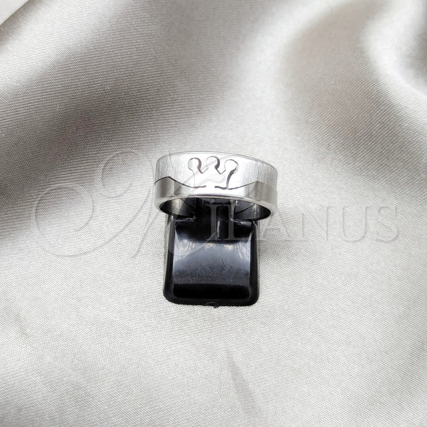 Anillo de Hombre 01.63.0715.09 Acero Inoxidable, Diseño de Doble, Pulido, Tono Plateado (Size 9)