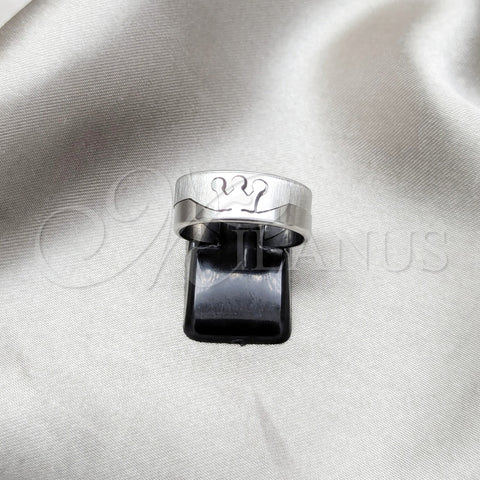 Anillo de Hombre 01.63.0715.09 Acero Inoxidable, Diseño de Doble, Pulido, Tono Plateado (Size 9)