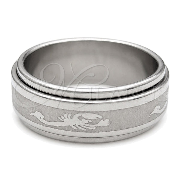 Anillo de Hombre 01.63.0720.07 Acero Inoxidable, Diseño de Escorpión y Duplo, Pulido, Tono Plateado (Size 7)