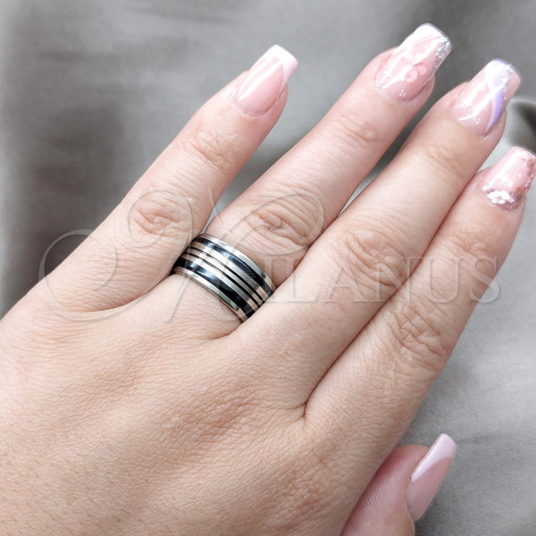 Anillo de Hombre 01.63.0722.08 Acero Inoxidable, Esmaltado Negro, Dos Tonos (Size 8)