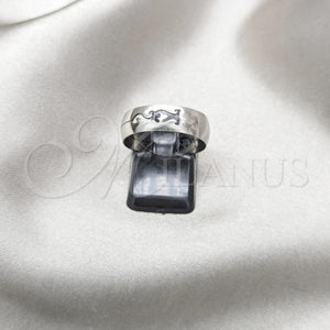 Anillo de Hombre 01.63.0724.09 Acero Inoxidable, Pulido Negro, Tono Plateado (Size 9)