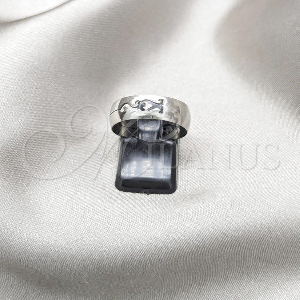 Anillo de Hombre 01.63.0724.09 Acero Inoxidable, Pulido Negro, Tono Plateado (Size 9)