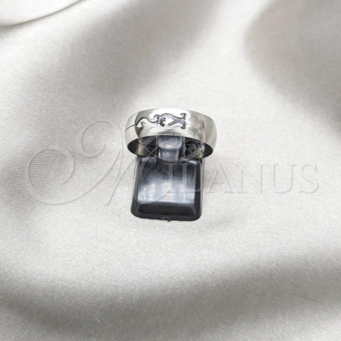 Anillo de Hombre 01.63.0724.09 Acero Inoxidable, Pulido Negro, Tono Plateado (Size 9)