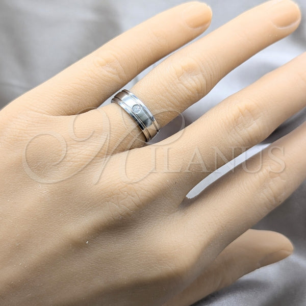 Anillo de Hombre 01.63.0727.07 Acero Inoxidable, con Blanca Cristal, Pulido, Tono Plateado (Size 7)