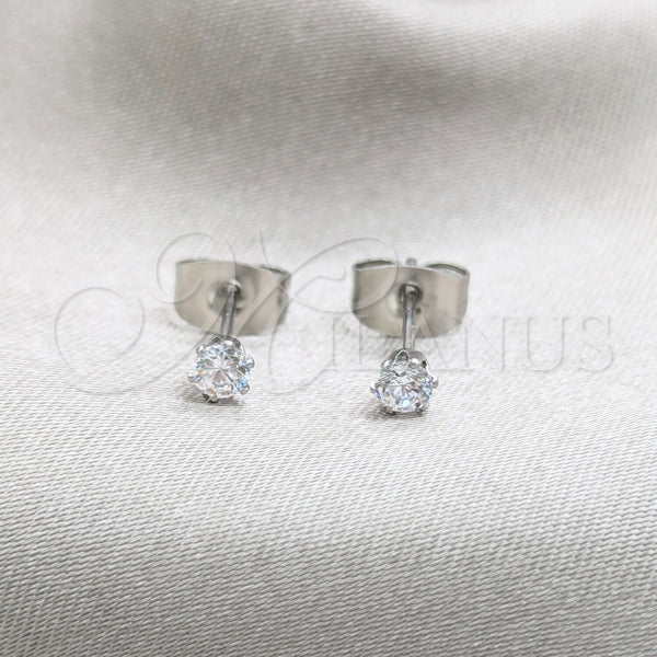 Arete Dormilona 02.63.2848 Acero Inoxidable, con Blanca Zirconia Cubica, Mate, Tono Plateado