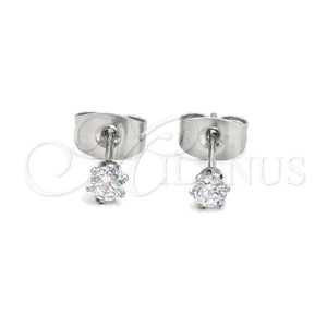 Arete Dormilona 02.63.2848 Acero Inoxidable, con Blanca Zirconia Cubica, Mate, Tono Plateado