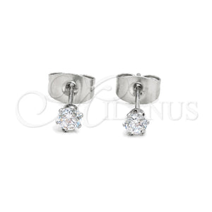Arete Dormilona 02.63.2848 Acero Inoxidable, con Blanca Zirconia Cubica, Mate, Tono Plateado