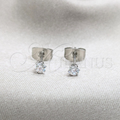 Arete Dormilona 02.63.2848 Acero Inoxidable, con Blanca Zirconia Cubica, Mate, Tono Plateado