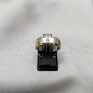 Anillo de Hombre 01.63.0737.07 Acero Inoxidable, Diseño de Libélula, con Blanca Cristal, Pulido, Dos Tonos (Size 7)