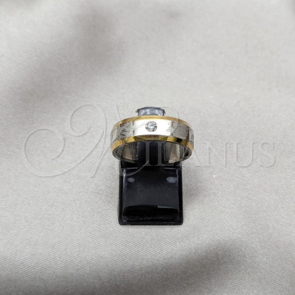 Anillo de Hombre 01.63.0737.07 Acero Inoxidable, Diseño de Libélula, con Blanca Cristal, Pulido, Dos Tonos (Size 7)