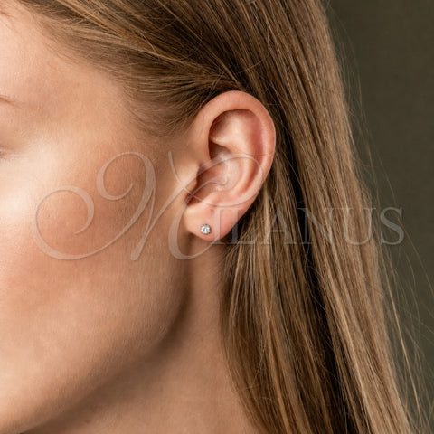 Arete Dormilona 02.63.2849 Acero Inoxidable, con Blanca Zirconia Cubica, Mate, Tono Plateado