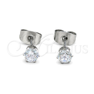 Arete Dormilona 02.63.2849 Acero Inoxidable, con Blanca Zirconia Cubica, Mate, Tono Plateado