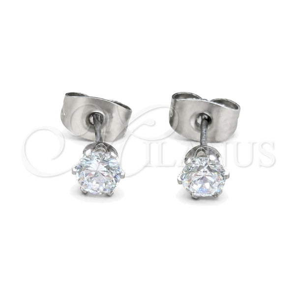 Arete Dormilona 02.63.2849 Acero Inoxidable, con Blanca Zirconia Cubica, Mate, Tono Plateado