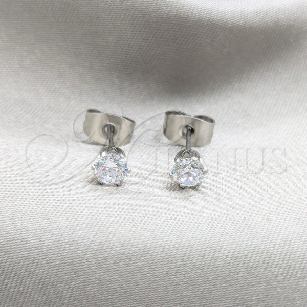 Arete Dormilona 02.63.2849 Acero Inoxidable, con Blanca Zirconia Cubica, Mate, Tono Plateado