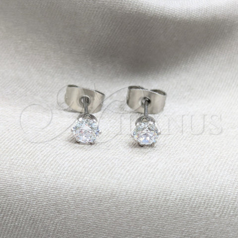 Arete Dormilona 02.63.2849 Acero Inoxidable, con Blanca Zirconia Cubica, Mate, Tono Plateado