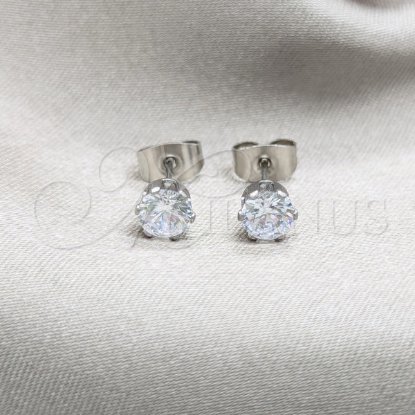 Arete Dormilona 02.63.2850 Acero Inoxidable, con Blanca Zirconia Cubica, Mate, Tono Plateado
