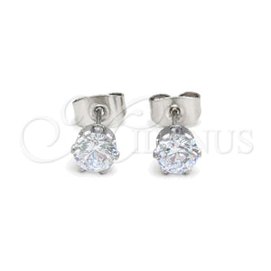 Arete Dormilona 02.63.2850 Acero Inoxidable, con Blanca Zirconia Cubica, Mate, Tono Plateado