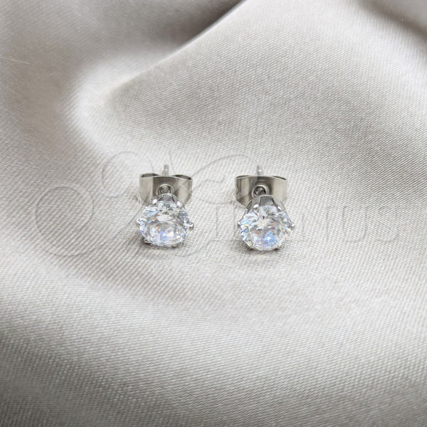 Arete Dormilona 02.63.2851 Acero Inoxidable, con Blanca Zirconia Cubica, Mate, Tono Plateado