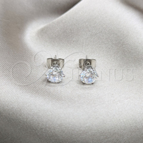Arete Dormilona 02.63.2851 Acero Inoxidable, con Blanca Zirconia Cubica, Mate, Tono Plateado