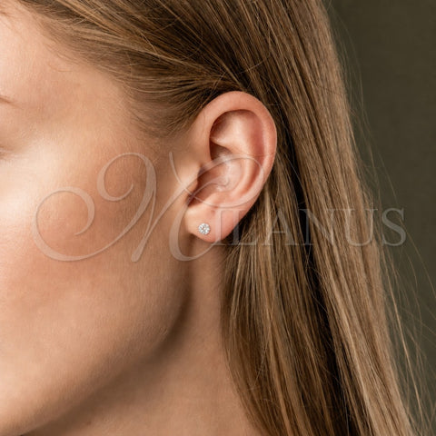 Arete Dormilona 02.63.2852 Acero Inoxidable, con Blanca Zirconia Cubica, Mate, Tono Plateado