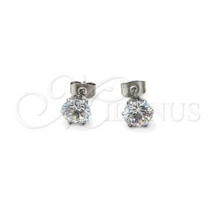 Arete Dormilona 02.63.2852 Acero Inoxidable, con Blanca Zirconia Cubica, Mate, Tono Plateado