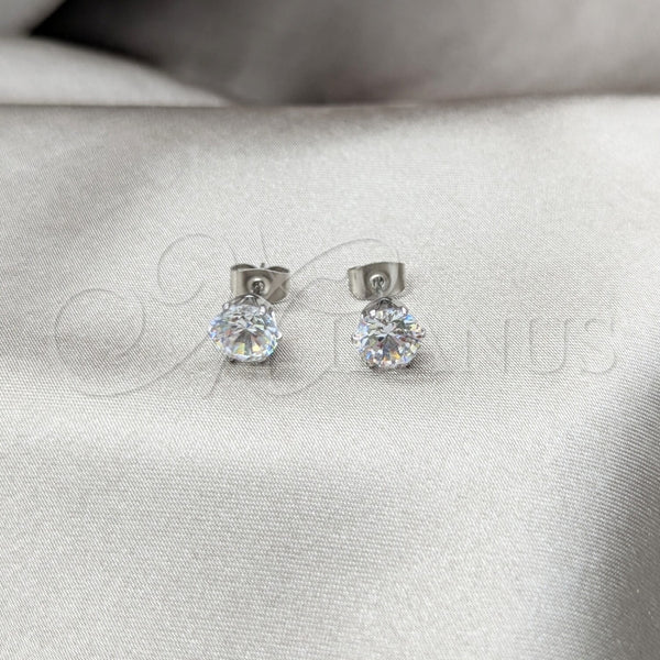 Arete Dormilona 02.63.2852 Acero Inoxidable, con Blanca Zirconia Cubica, Mate, Tono Plateado