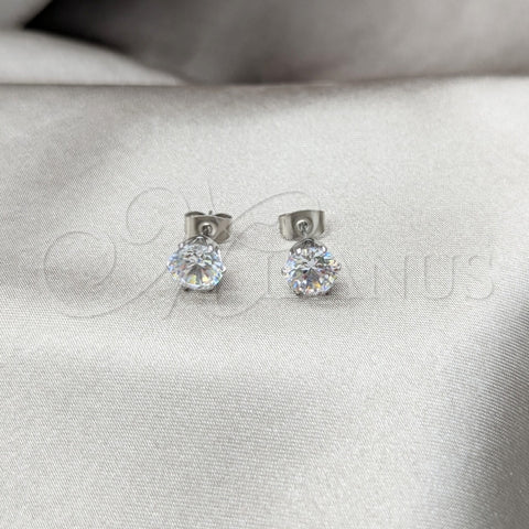 Arete Dormilona 02.63.2852 Acero Inoxidable, con Blanca Zirconia Cubica, Mate, Tono Plateado