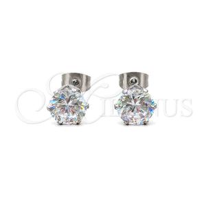 Arete Dormilona 02.63.2853 Acero Inoxidable, con Blanca Zirconia Cubica, Mate, Tono Plateado
