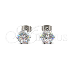 Arete Dormilona 02.63.2853 Acero Inoxidable, con Blanca Zirconia Cubica, Mate, Tono Plateado