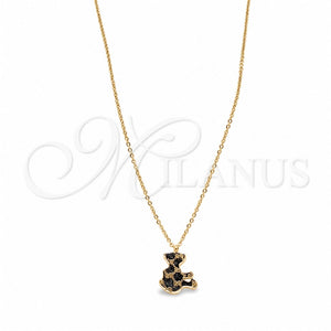 Collares con Dije 04.63.1432.18 Acero Inoxidable, Diseño de Osito, Pulido, Tono Rosado (01 MM Thickness, 18 Inches Length)