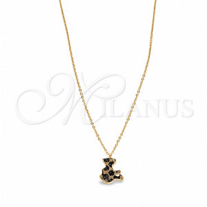 Collares con Dije 04.63.1432.18 Acero Inoxidable, Diseño de Osito, Pulido, Tono Rosado (01 MM Thickness, 18 Inches Length)