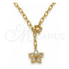 Gargantilla Elegante 04.63.1442.20 Oro Laminado, Diseño de Flor y Rolo, con Zirconia Cubica Blanca, Pulido, Tono Dorado (Grosor 05.3 MM, 20 Pulgadas de Largo)