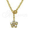 Gargantilla Elegante 04.63.1444.20 Oro Laminado, Diseño de Flor y Rolo, con Blanca Zirconia Cubica, Pulido, Tono Dorado (Thickness, 20 Inches Length)