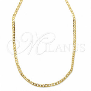 Gargantilla Basica 04.32.0567.22 Oro Laminado, Diseño de Cubana Pave, Pulido, Tono Dorado (Grosor 04 MM, 22 Pulgadas de Largo)