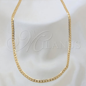Gargantilla Basica 04.32.0567.20 Oro Laminado, Diseño de Cubana Pave, Pulido, Tono Dorado (04 MM Thickness, 20 Inches Length)