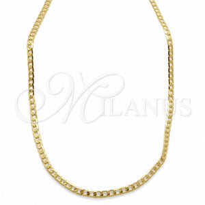Gargantilla Basica 04.32.0567.20 Oro Laminado, Diseño de Cubana Pave, Pulido, Tono Dorado (04 MM Thickness, 20 Inches Length)
