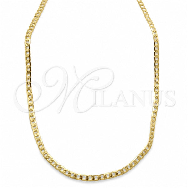 Gargantilla Basica 04.32.0567.20 Oro Laminado, Diseño de Cubana Pave, Pulido, Tono Dorado (04 MM Thickness, 20 Inches Length)