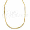 Gargantilla Basica 04.32.0567.20 Oro Laminado, Diseño de Cubana Pave, Pulido, Tono Dorado (04 MM Thickness, 20 Inches Length)