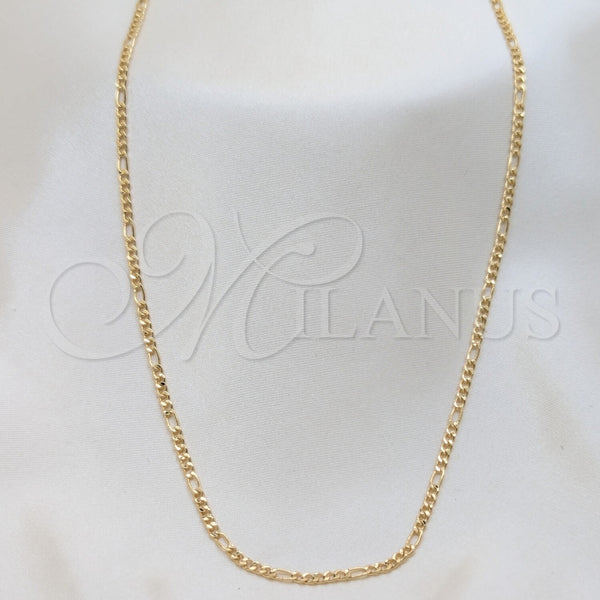 Gargantilla Basica 04.32.0568.20 Oro Laminado, Diseño de Figaro, Pulido, Tono Dorado (Thickness, 20 Inches Length)