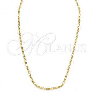 Gargantilla Basica 04.32.0568.20 Oro Laminado, Diseño de Figaro, Pulido, Tono Dorado (Thickness, 20 Inches Length)