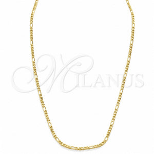 Gargantilla Basica 04.32.0568.20 Oro Laminado, Diseño de Figaro, Pulido, Tono Dorado (Thickness, 20 Inches Length)