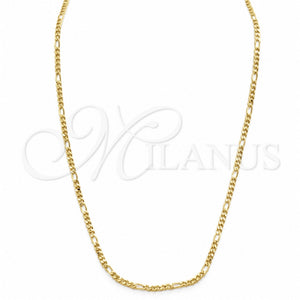 Gargantilla Basica 04.32.0568.22 Oro Laminado, Diseño de Figaro, Pulido, Tono Dorado (Thickness, 22 Inches Length)